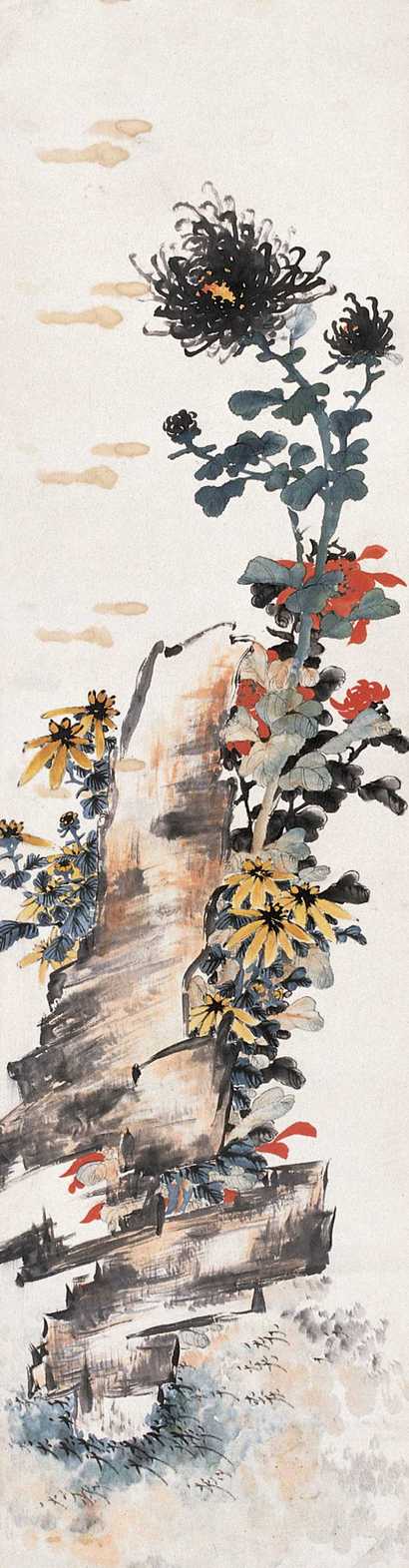 佚名 菊石图 立轴